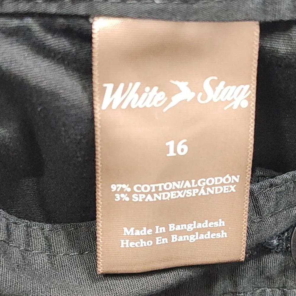 Vintage White Stag Skort Womens 16 Black Twill A-Line Lined Pockets Stretch